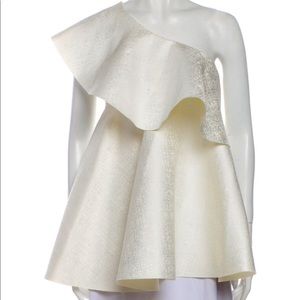 Solace London Ivory One Shoulder Ruffle Top